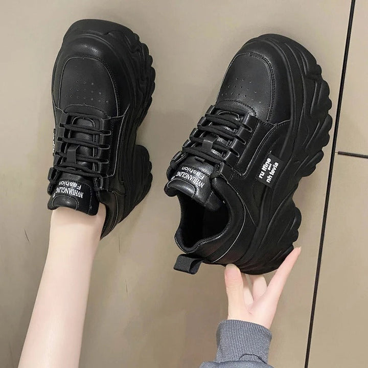 Harper | Women's Leather Chunky Platform Trainers Thick Sole