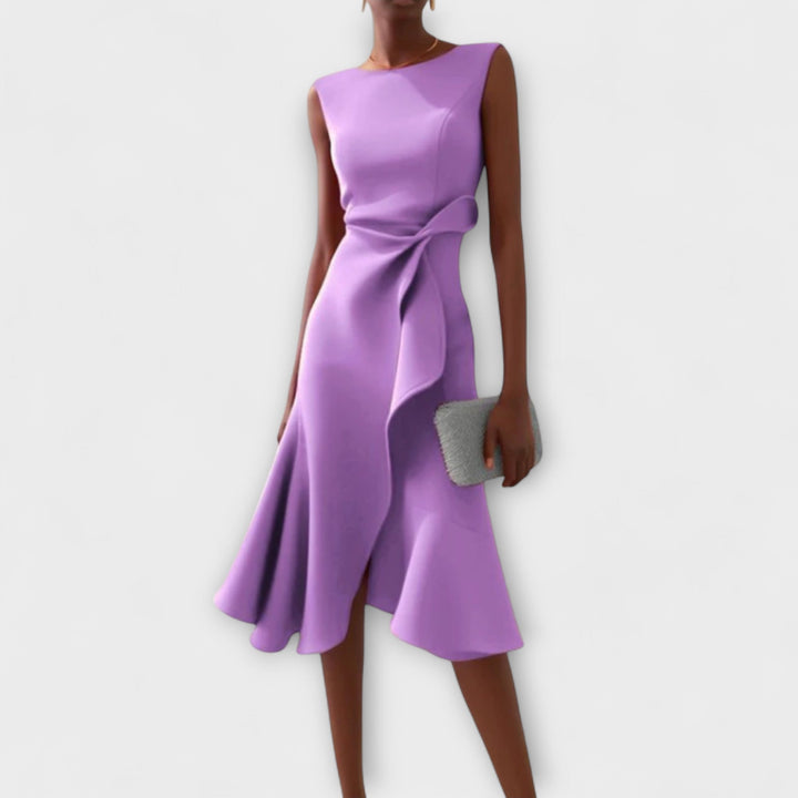 Sheila Draped Asymmetric Midi Dress