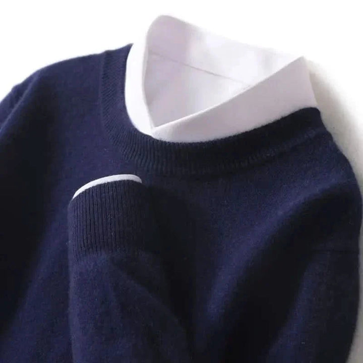 Elian | Men's Cashmere Fine Knit Jumper Ribbed Trims