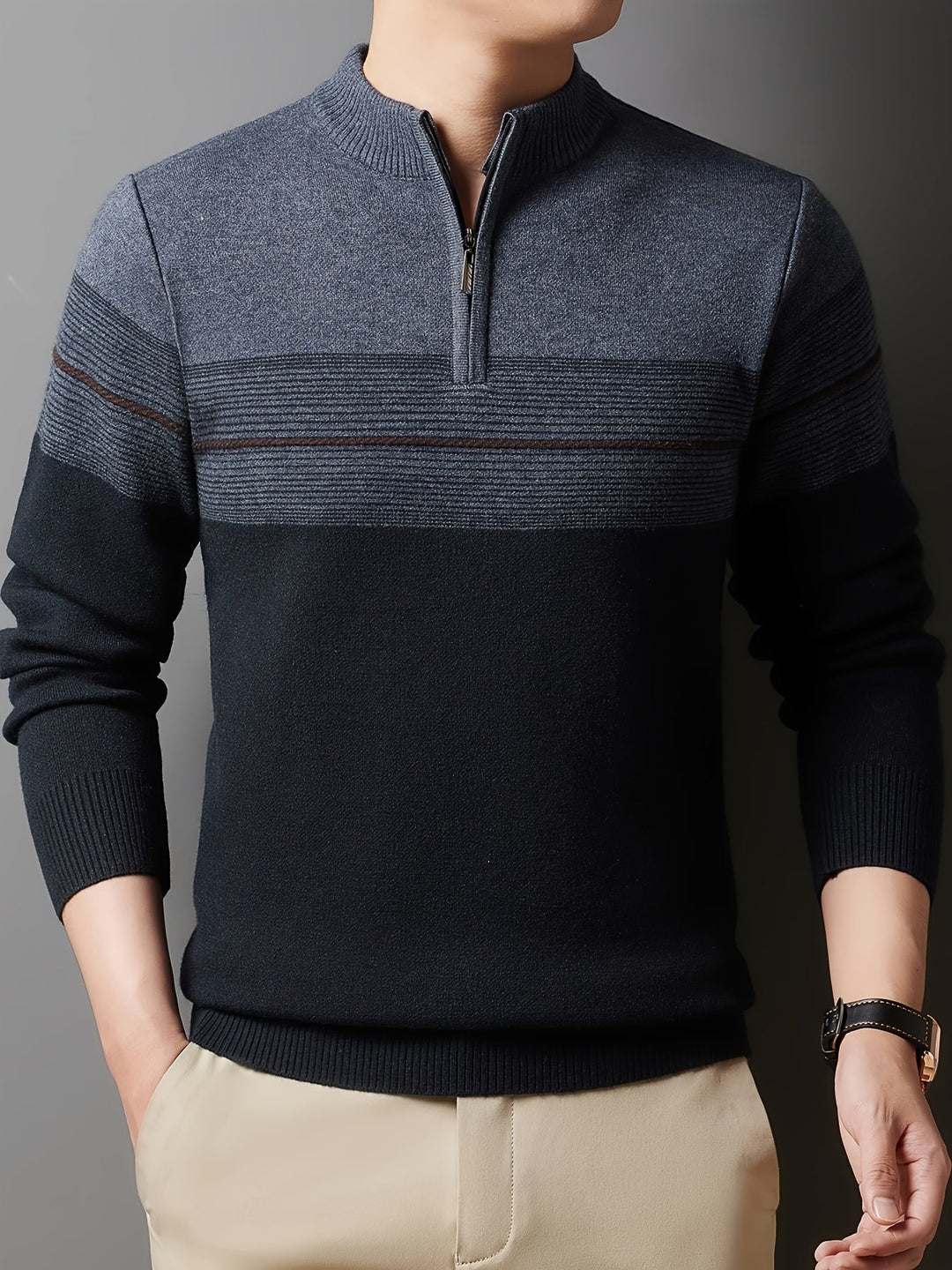 Oscar | Men's Knitted Zip Neck Jumper Long Sleeve