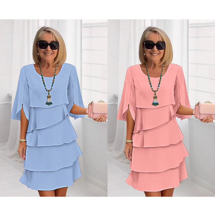 Seraphina | Women's Layered Midi Dress Puff Sleeves