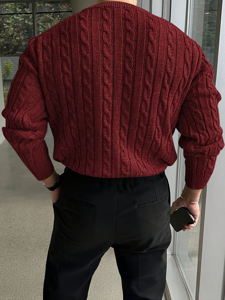 Jonas | Men's Cable Knit Jumper Crew Neck Long Sleeve