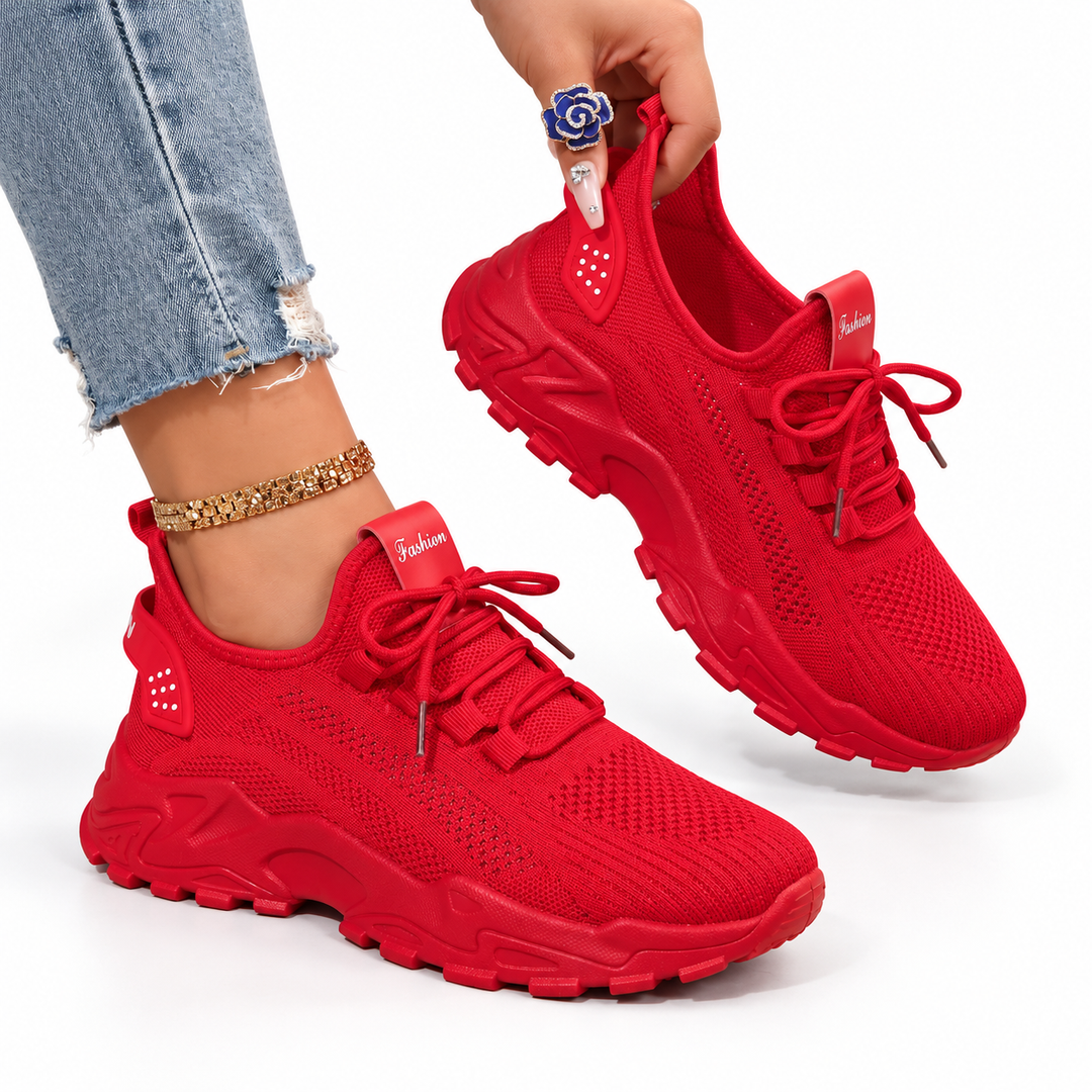 Molly | Women's Knit Trainers Lace-Up Chunky Sole Low-Top