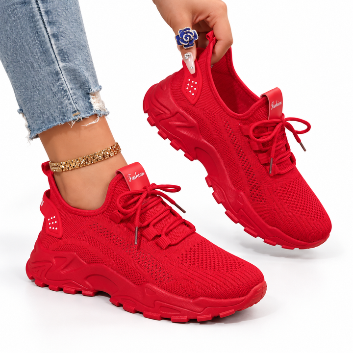 Molly | Women's Knit Trainers Lace-Up Chunky Sole Low-Top
