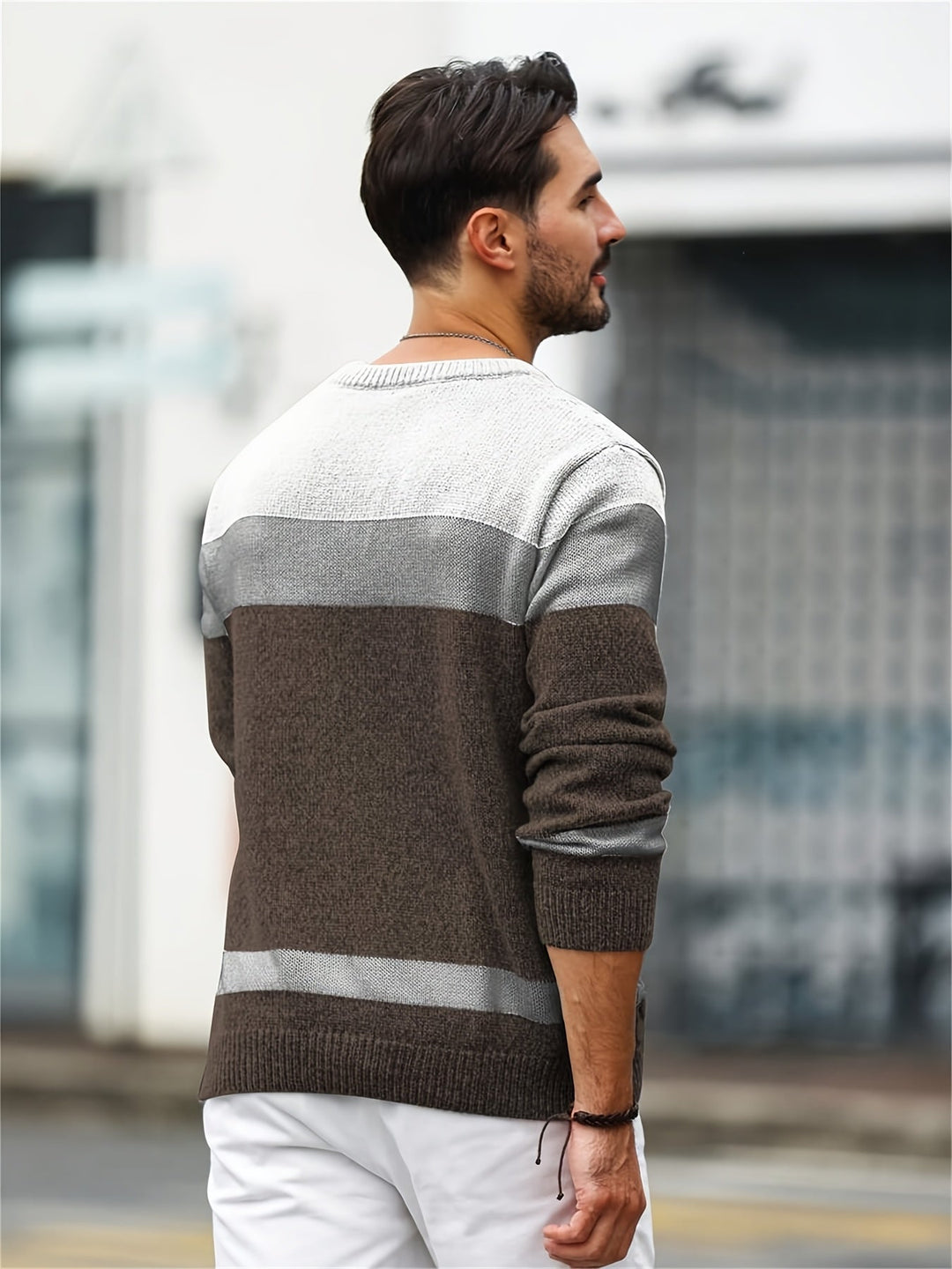 Ethan | Men's Colour Block Knitted Jumper Crew Neck