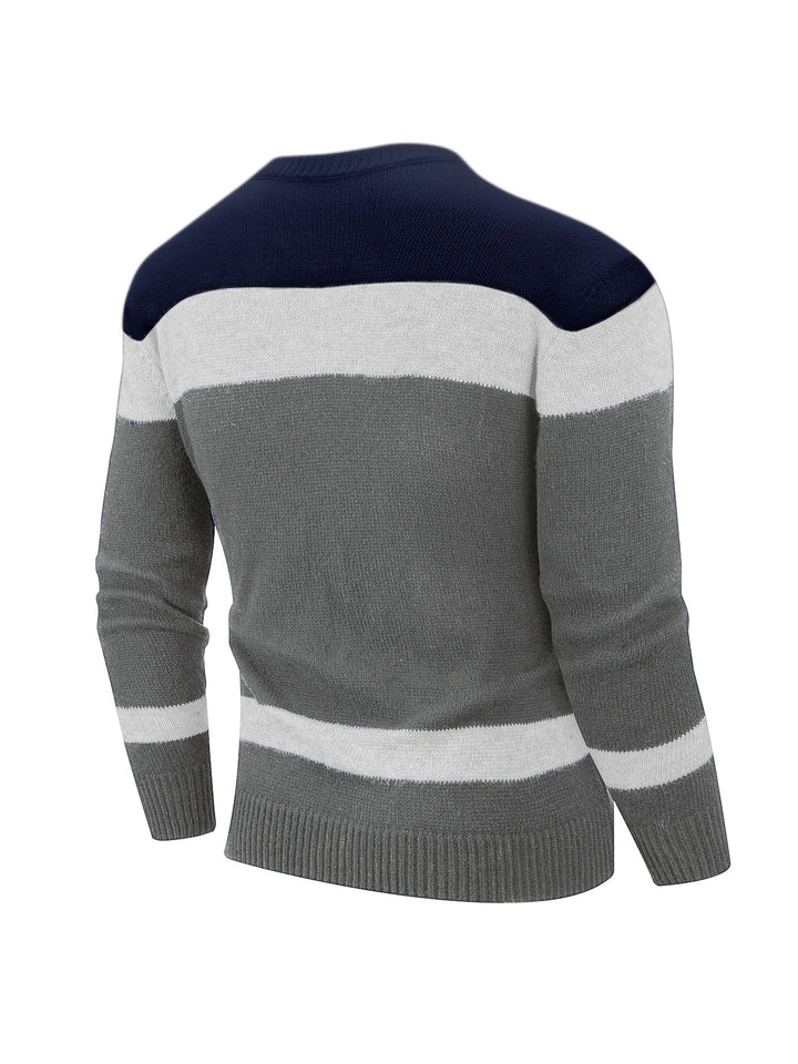 Ethan | Men's Colour Block Knitted Jumper Crew Neck
