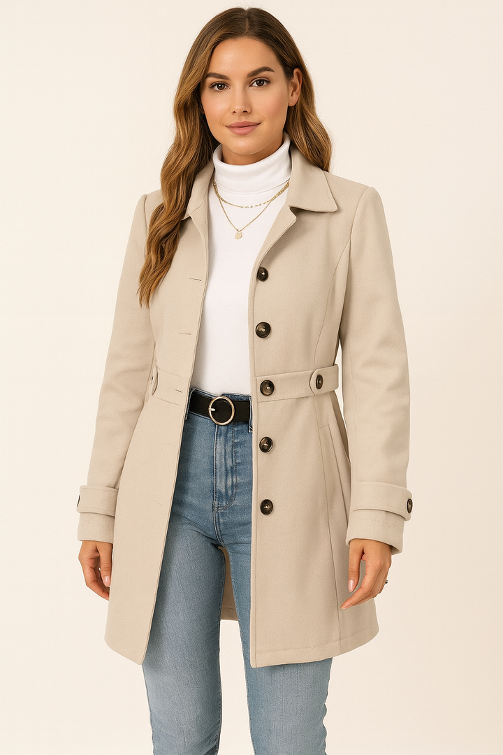 Esme | Women's Belted Trench Coat Double-Breasted Lapel Collar