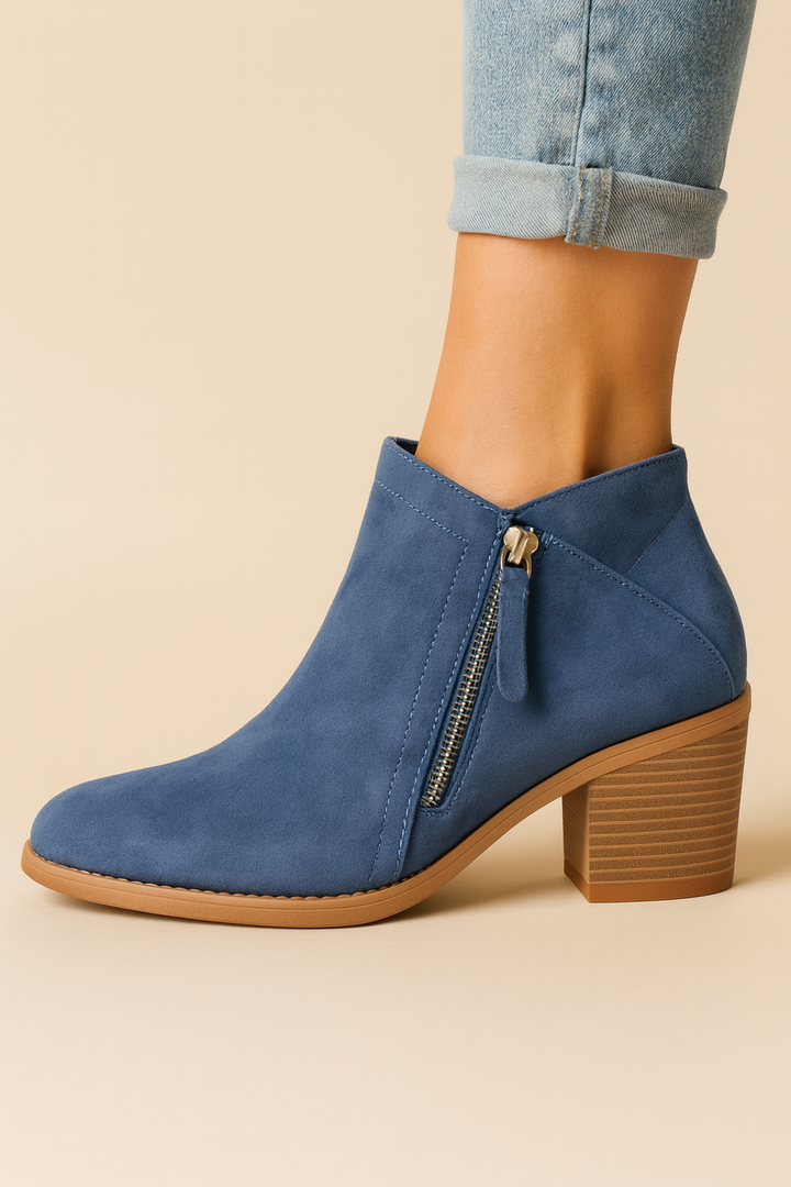 Imogen | Women's Block Heel Ankle Boots Side Zip Pointed Toe