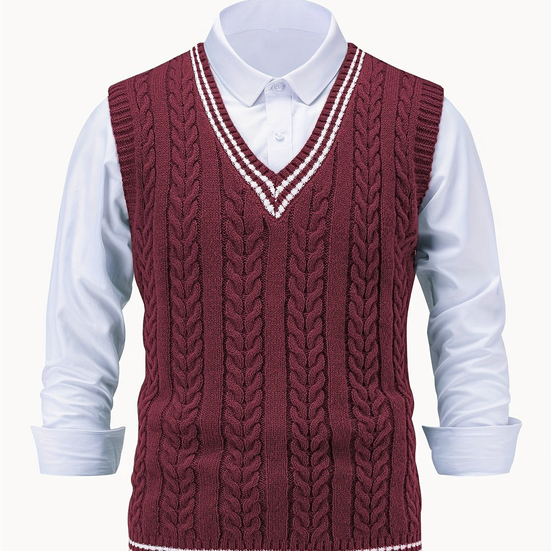 Gideon | Cable-Knit V-Neck Sweater Vest