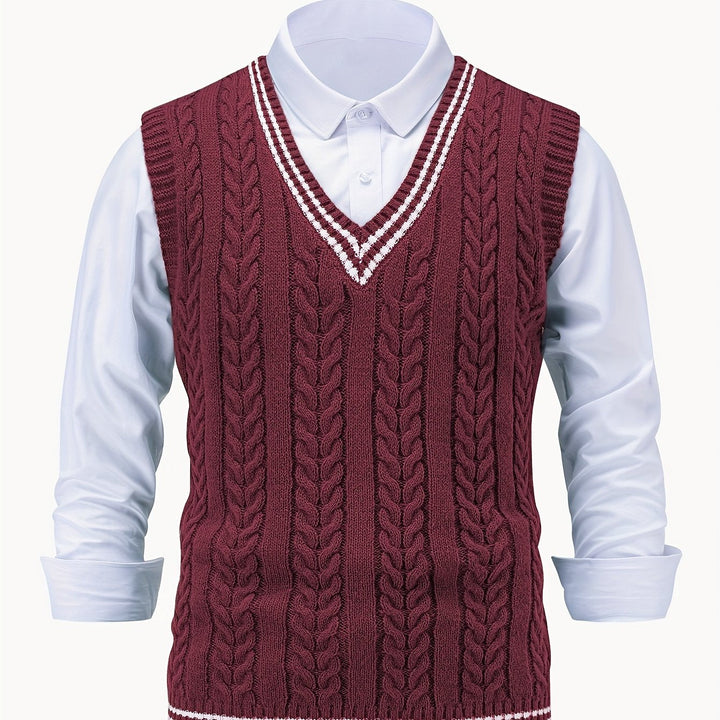 Gideon | Cable-Knit V-Neck Sweater Vest