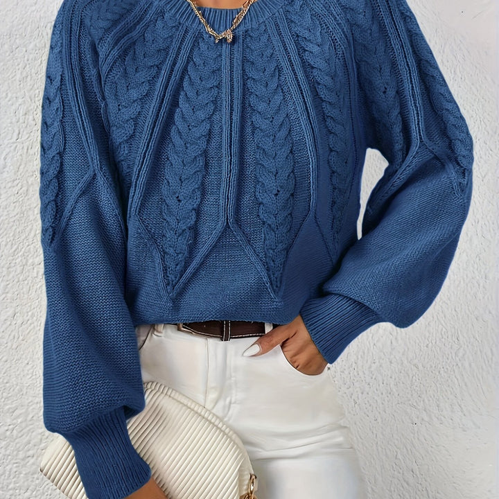 Hannah | Women's Cable Knit Jumper Voluminous Sleeves Wool Blend