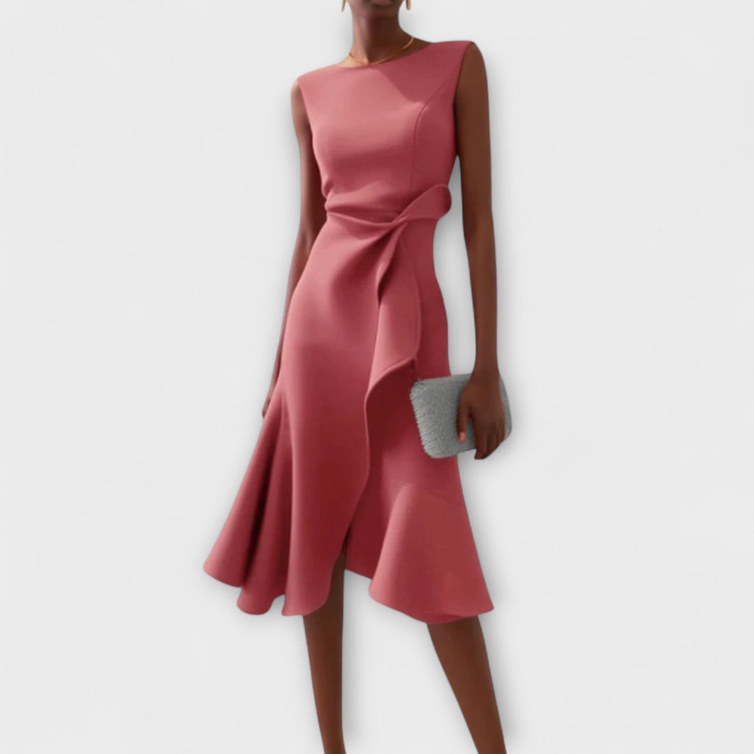 Sheila Draped Asymmetric Midi Dress