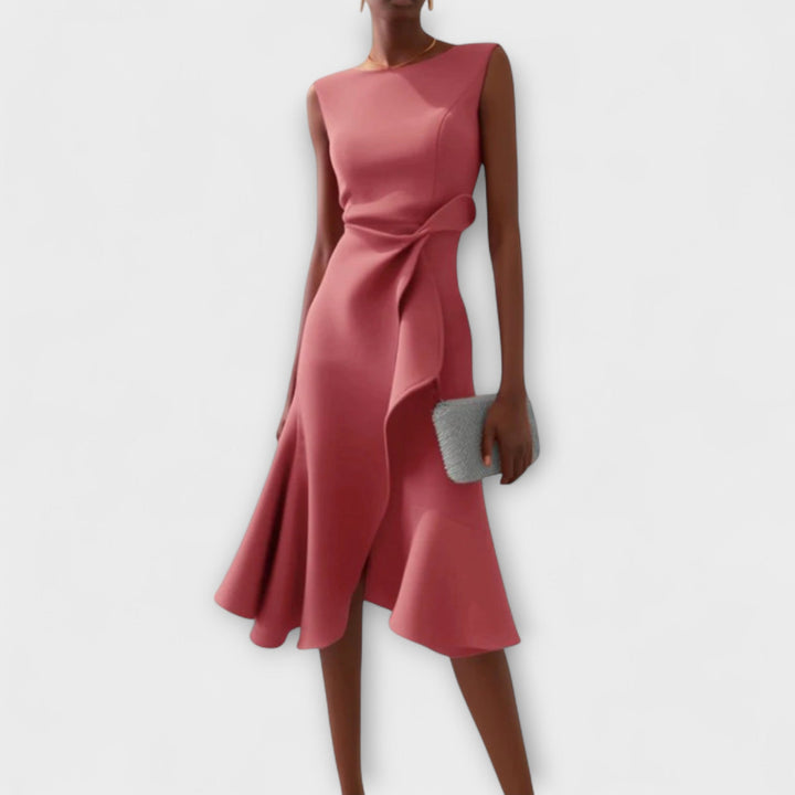 Sheila Draped Asymmetric Midi Dress