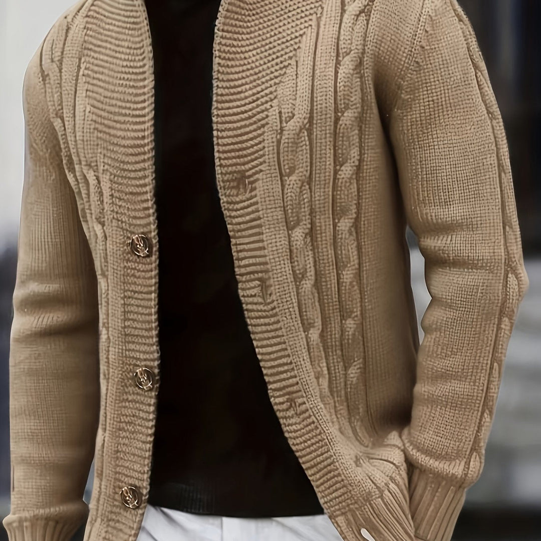 Donovan | Men's Cable Knit Cardigan Button Front Long Sleeve