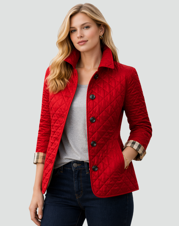 Hallie | Women's Quilted Padded Jacket Collar Button Fastening