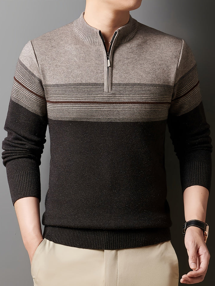 Oscar | Men's Knitted Zip Neck Jumper Long Sleeve