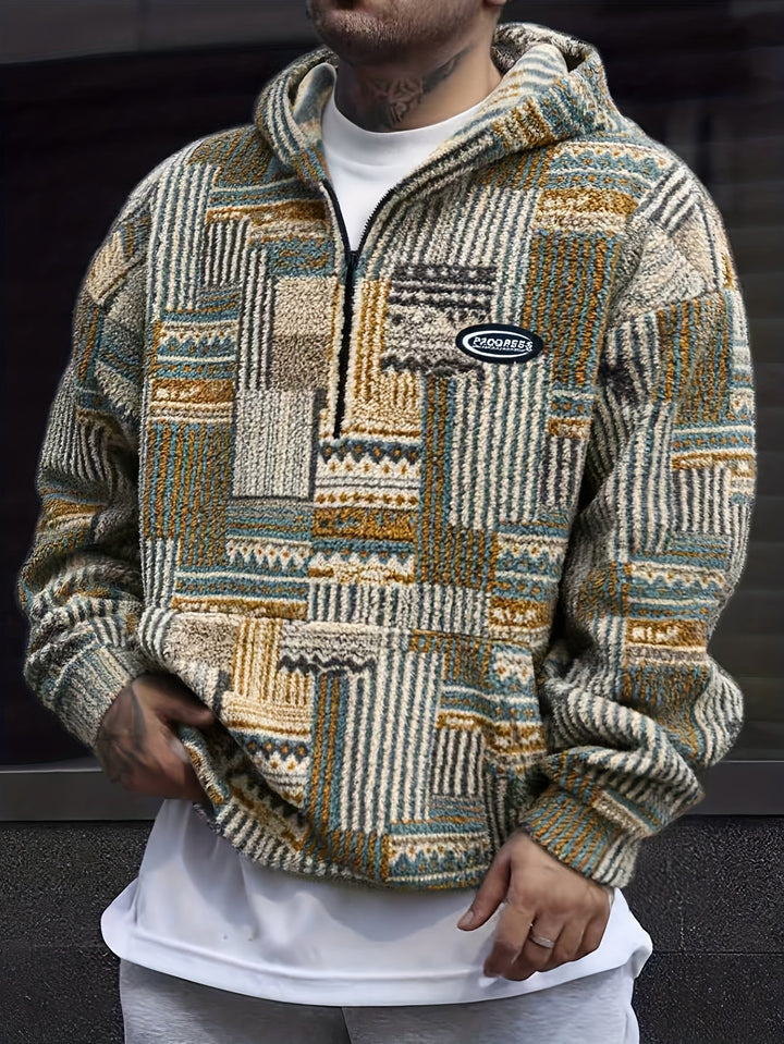 Desmond | Men's Half-Zip Textured Knit Jumper Plush Feel Zip Collar