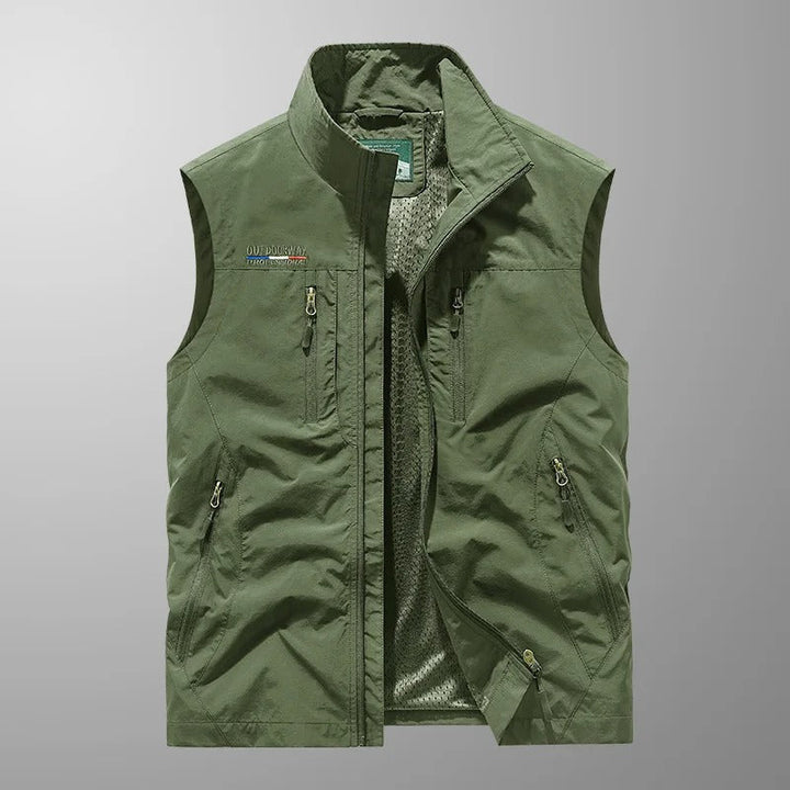 Men's Bodywarmer with Zip and Stand-Up Collar Outdoor Vest
