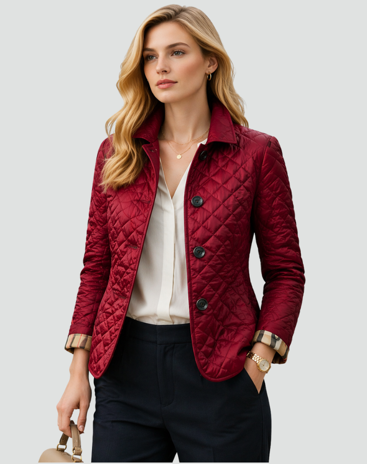 Violet | Women's Lightweight Quilted Jacket Button Front Collar
