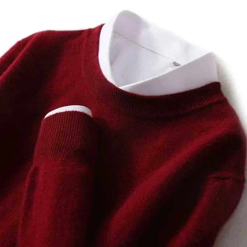 Elian | Men's Cashmere Fine Knit Jumper Ribbed Trims