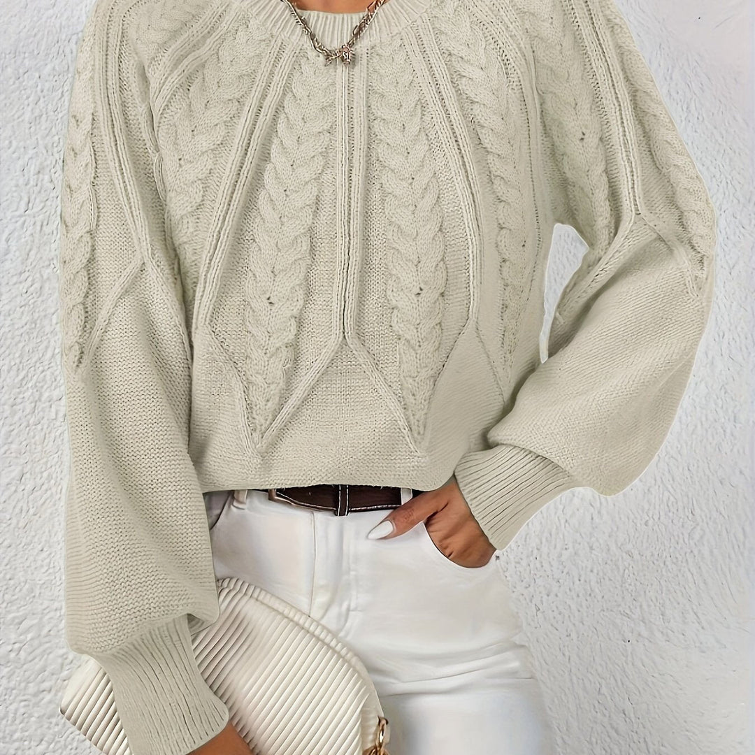 Hannah | Women's Cable Knit Jumper Voluminous Sleeves Wool Blend