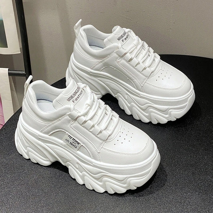 Harper | Women's Leather Chunky Platform Trainers Thick Sole