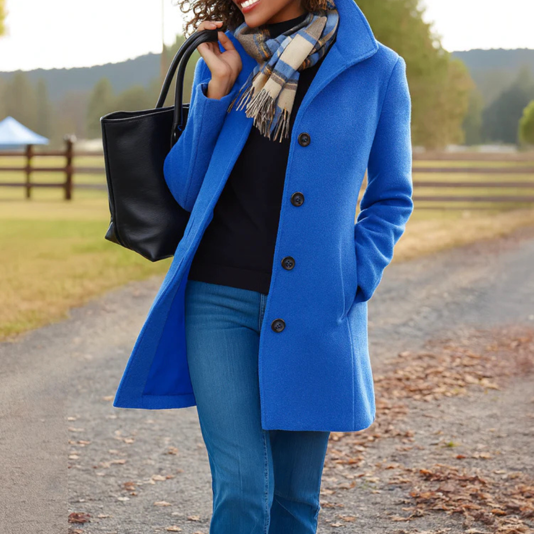 Helga | Women's Classic Winter Coat with Button Placket