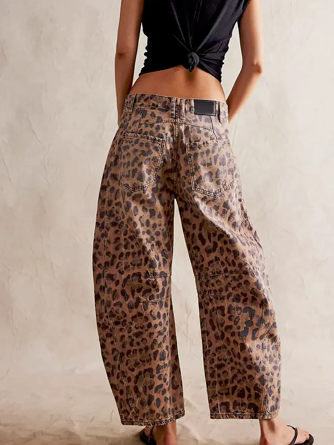 Coralie Leopard Barrel Leg Jeans
