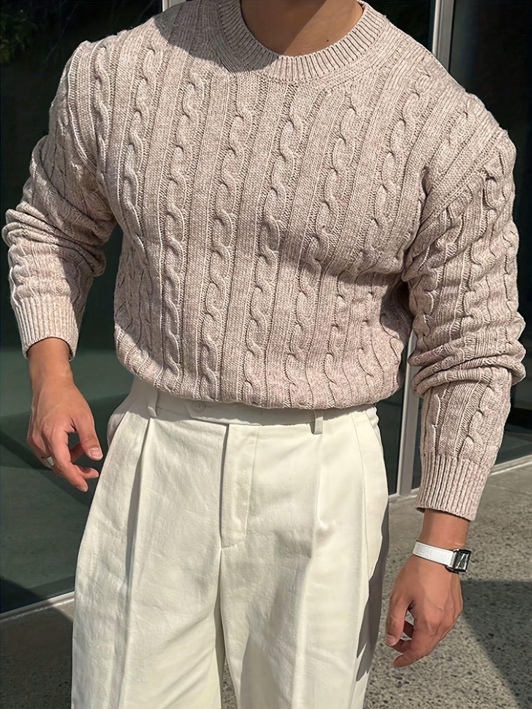 Jonas | Men's Cable Knit Jumper Crew Neck Long Sleeve