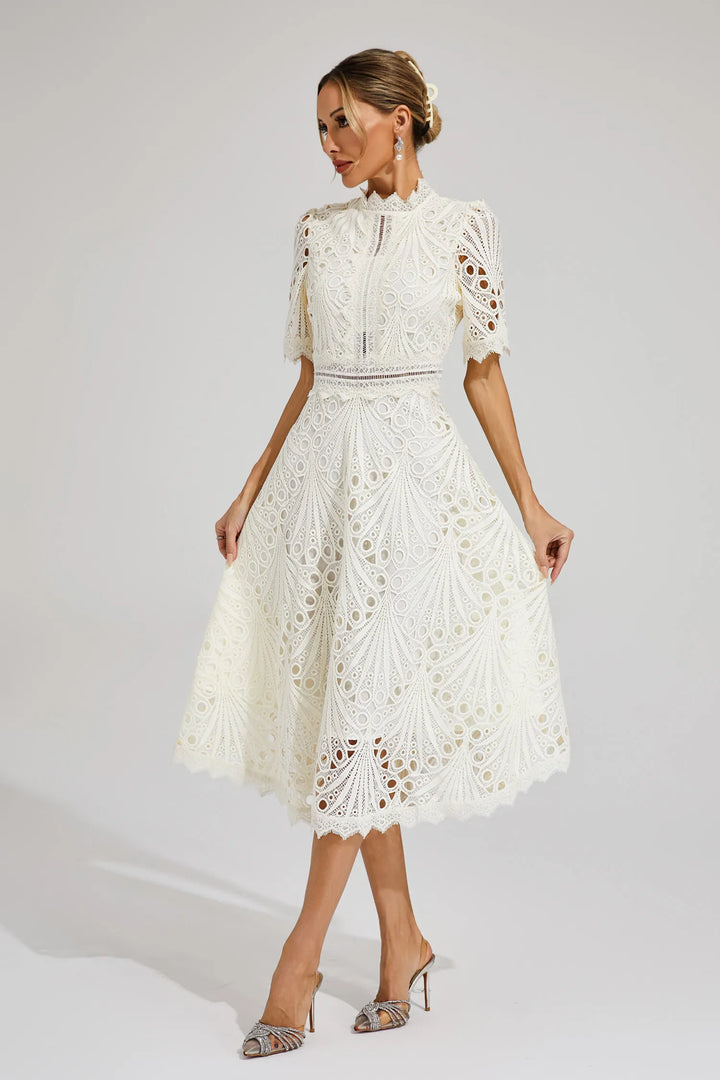 Vivienne Elegant Lace Midi Dress for Women