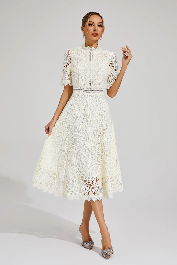 Vivienne Elegant Lace Midi Dress for Women
