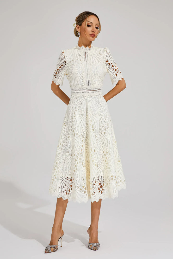 Vivienne Elegant Lace Midi Dress for Women