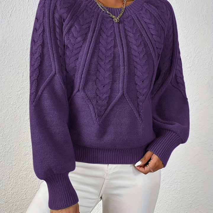 Hannah | Women's Cable Knit Jumper Voluminous Sleeves Wool Blend