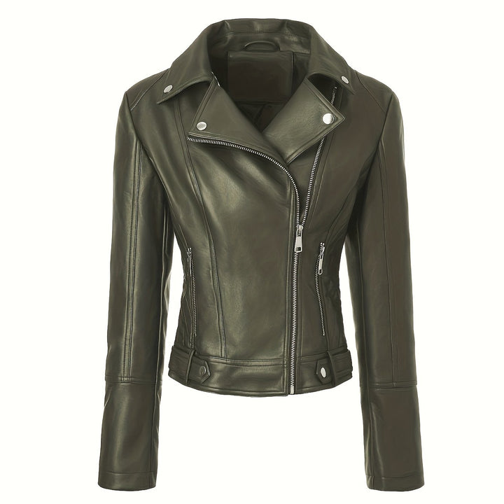 Mabel | Sculpted Zip-Front Biker Jacket