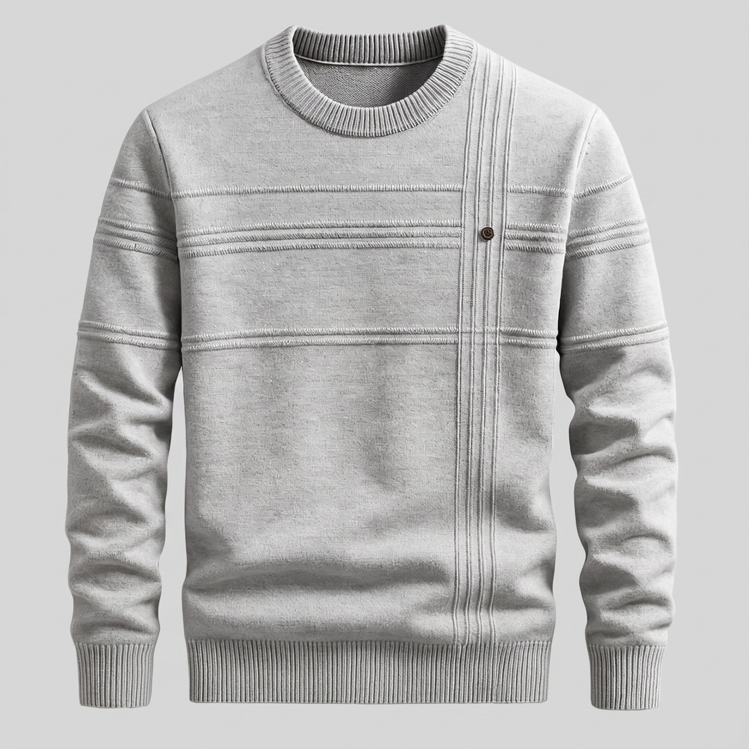 Matthias | Men's Cotton Crew Neck Knitted Jumper Ribbed Cuffs