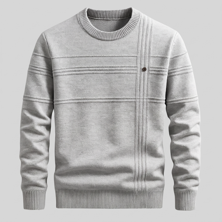 Matthias | Men's Cotton Crew Neck Knitted Jumper Ribbed Cuffs