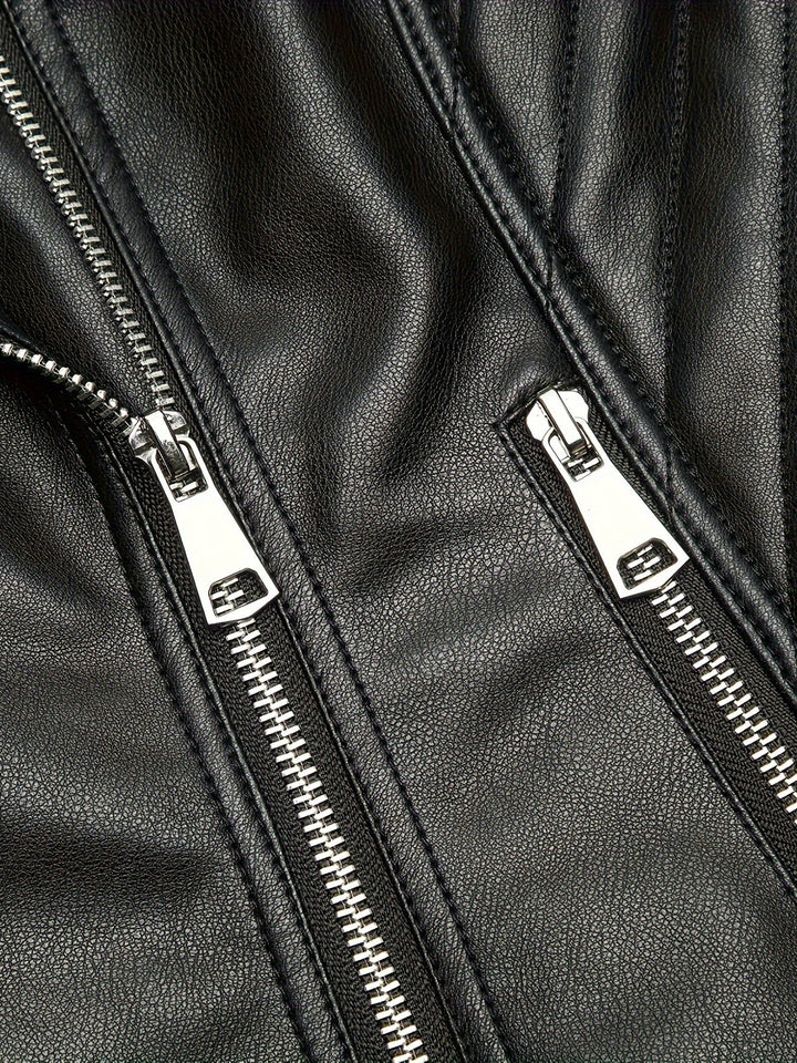 Mabel | Sculpted Zip-Front Biker Jacket