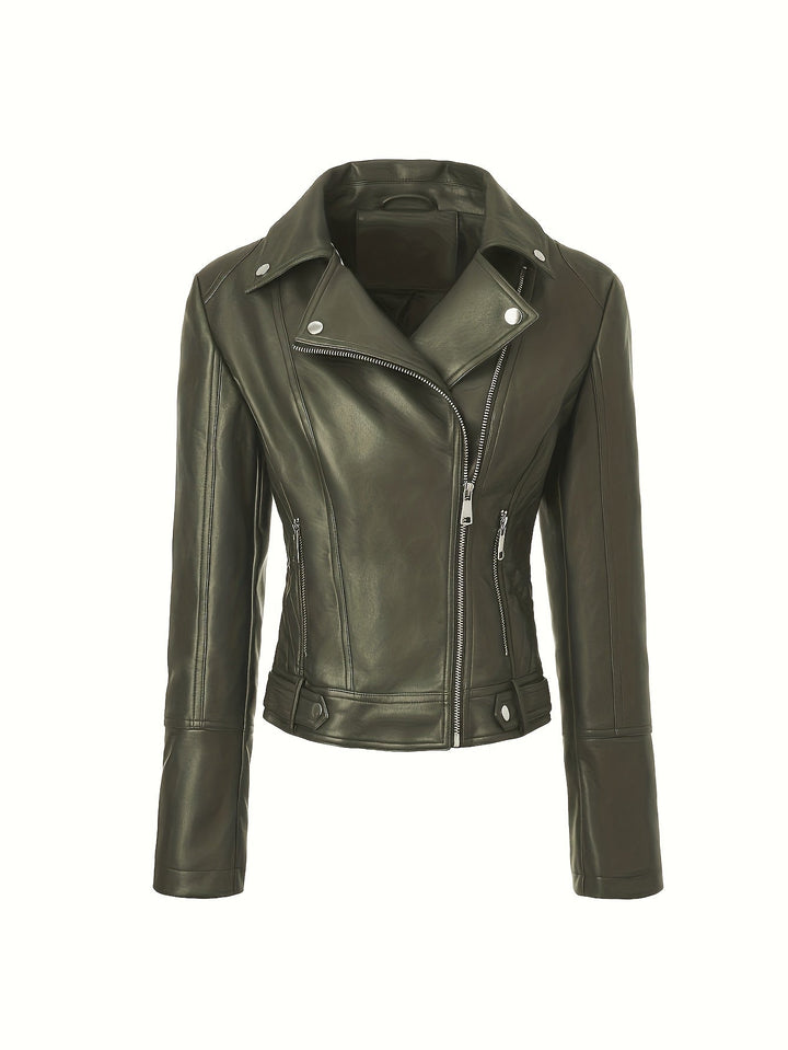 Mabel | Sculpted Zip-Front Biker Jacket