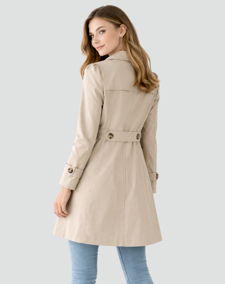 Trench Coat Ladies Slim Fit Lightweight Classic Collar with Lapels