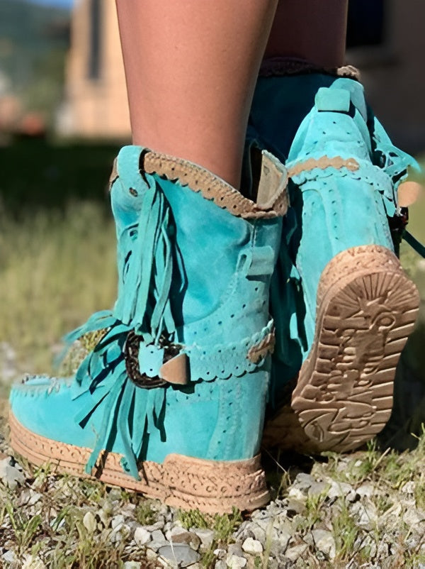 Women’s Boho Ankle Boots – Fringe Western Style for Casual Wear