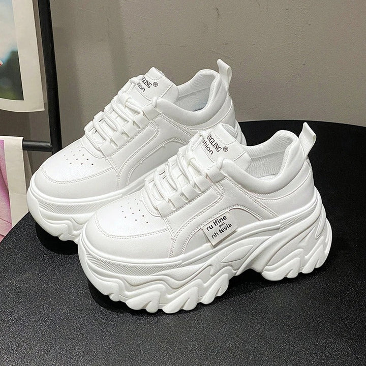 Harper | Women's Leather Chunky Platform Trainers Thick Sole