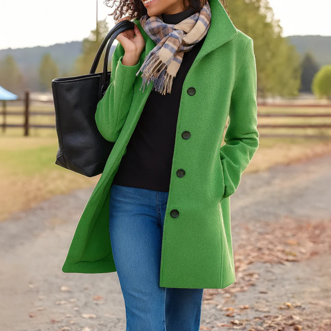 Helga | Women's Classic Winter Coat with Button Placket