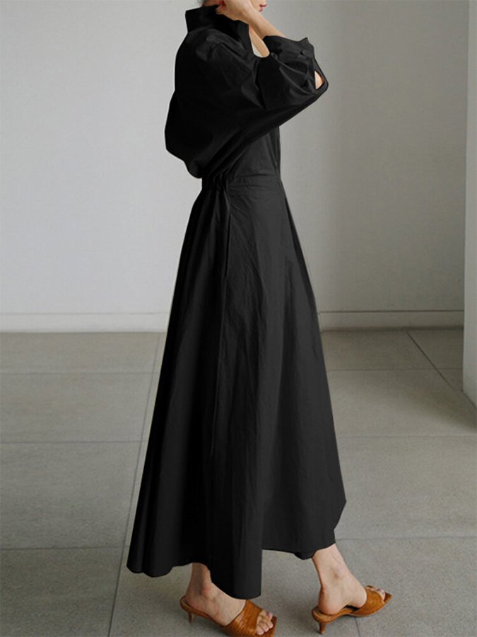 Emilia Elegant Shirt Midi Dress with Buttons