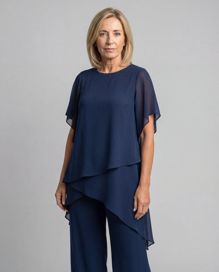 Women’s Layered Two-Piece Trouser Set – Flowing Occasion Outfit for Weddings