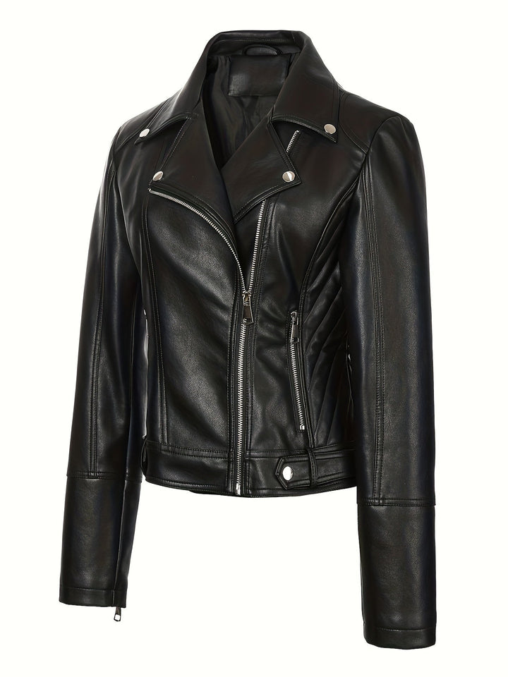 Mabel | Sculpted Zip-Front Biker Jacket