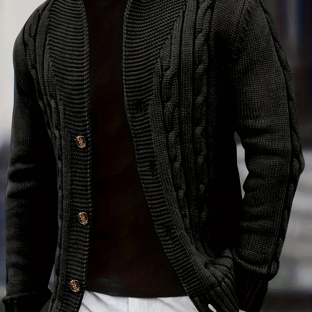 Donovan | Men's Cable Knit Cardigan Button Front Long Sleeve