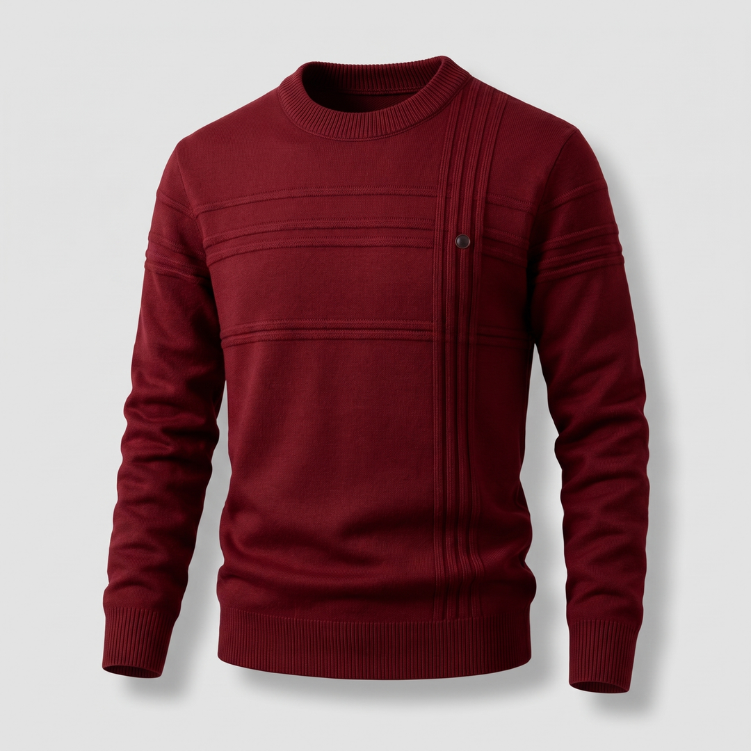 Matthias | Men's Cotton Crew Neck Knitted Jumper Ribbed Cuffs