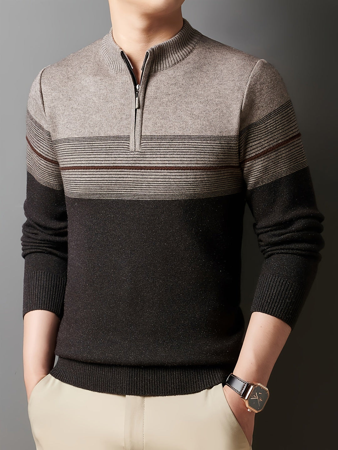 Oscar | Men's Knitted Zip Neck Jumper Long Sleeve