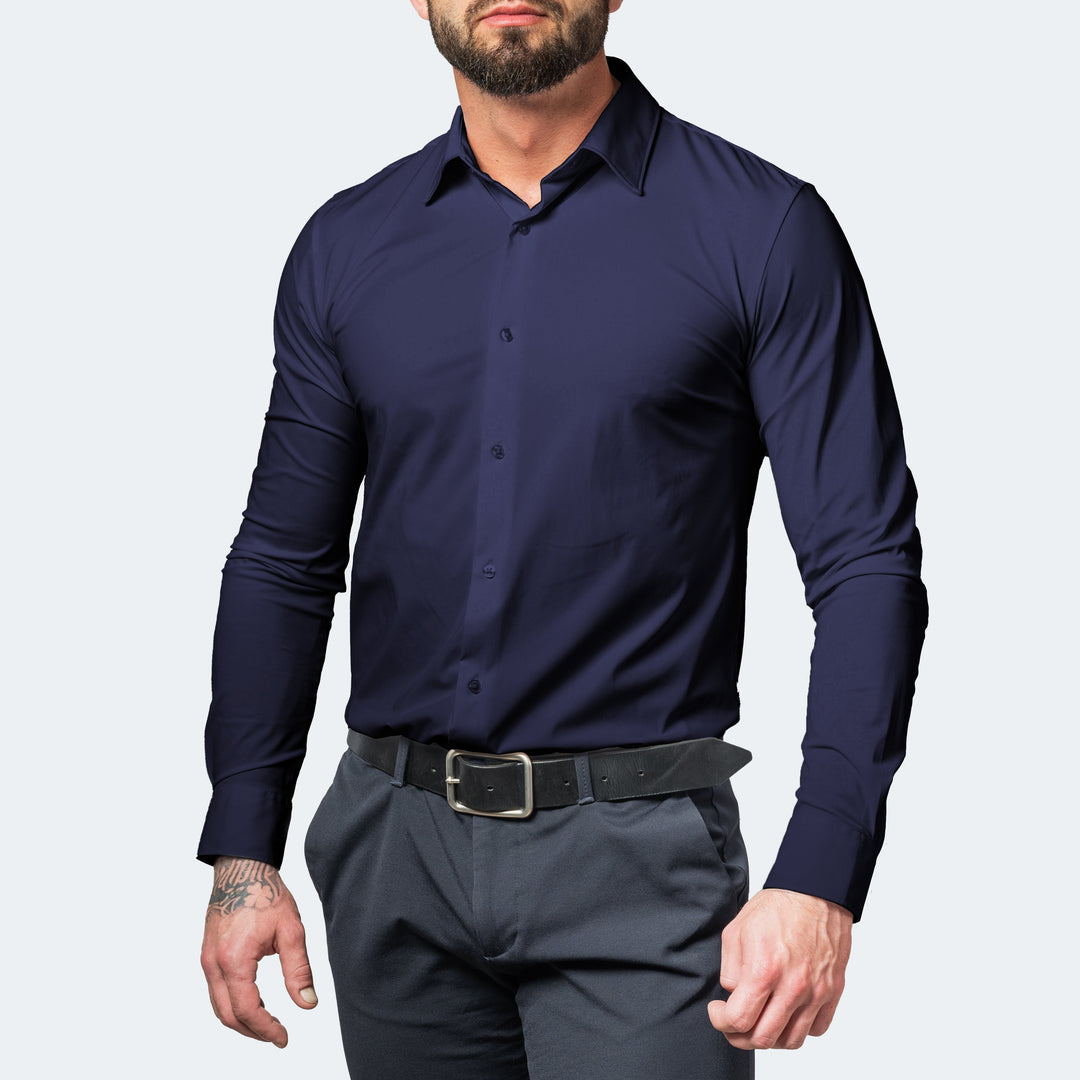 Barnaby | Men's Slim Fit Stretch Shirt Wrinkle-Free Wide Collar