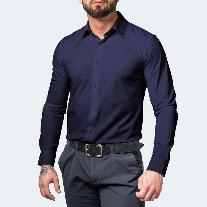 Barnaby | Men's Slim Fit Stretch Shirt Wrinkle-Free Wide Collar